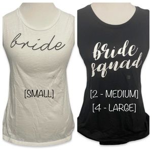 NWT || EXPRESS || Bachelorette Bride (sm) + Bride Squad (med+lg) Tank Tops Lot